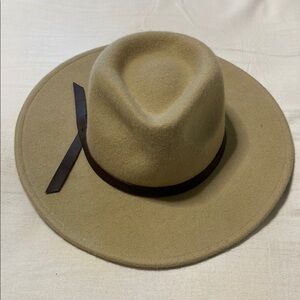 Tan Fedora Hat with Brown Band